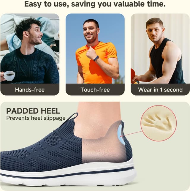 Detalle 2 de ODCKOI Herren-Sneaker ohne Binden, leicht