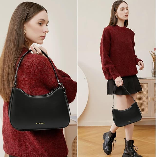 Detalle de Myhozee Damen Handtasche klein – Schulter-/Umhängetasche aus veganem PU, Clutch & Crossbody