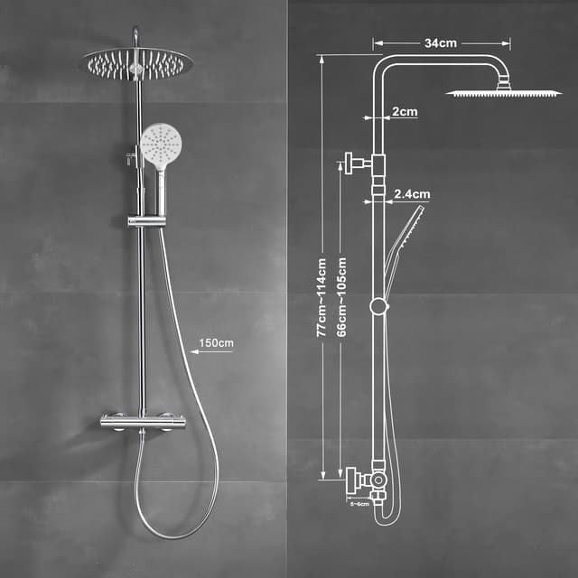 Thumbnail 5 de Görbach Columna Ducha Termostática 74–114 cm