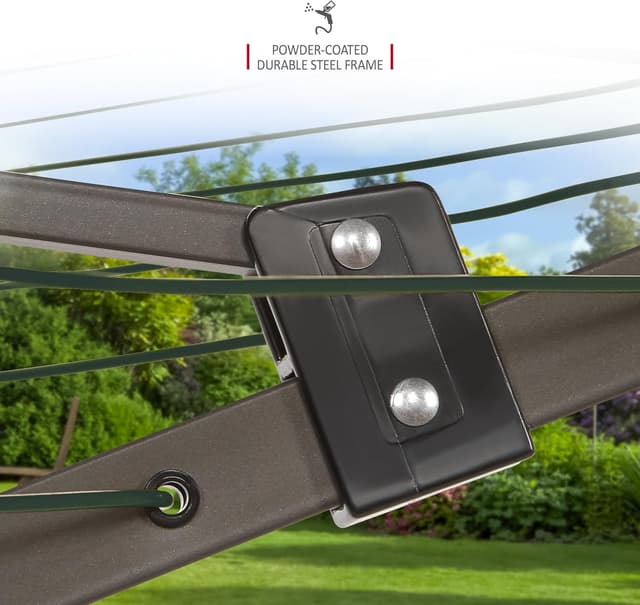 Detalle de NETTA 4-Arm Rotary Washing Line 45m with Cover & Ground Spike (Green)