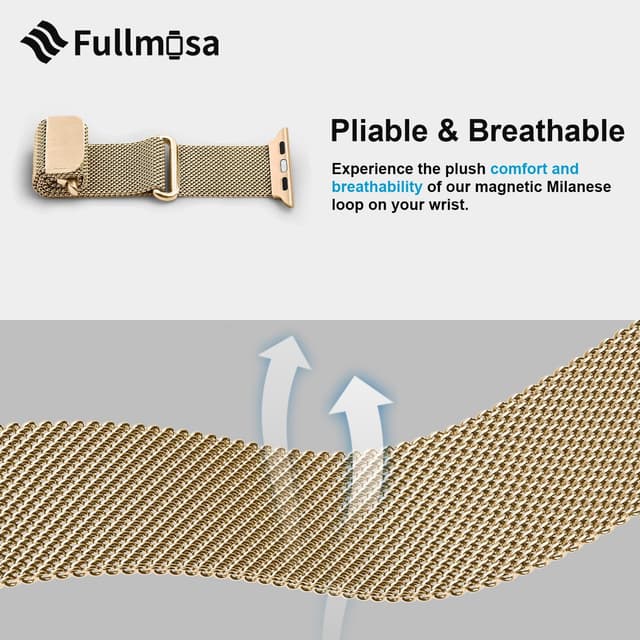 Detalle 2 de Fullmosa Stainless Steel Milanese Loop Apple Watch band (38–49mm) with double-layer magnetic clasp