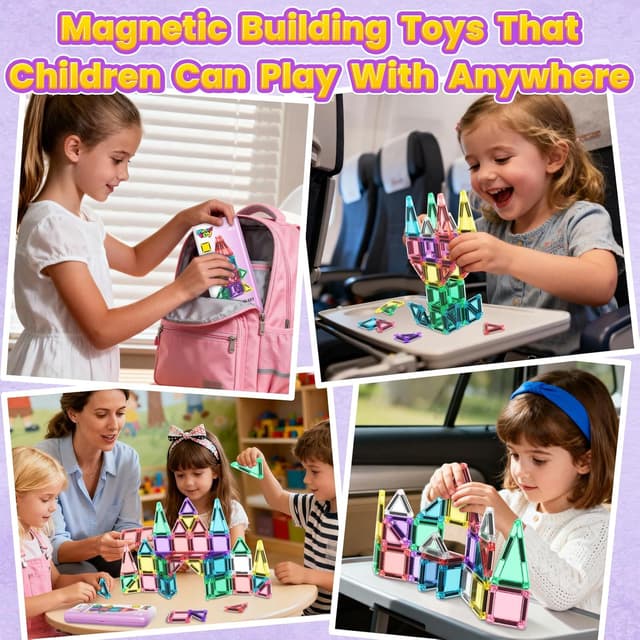 Thumbnail 5 de 40PCS Magnetic Tiles Mini Travel Set