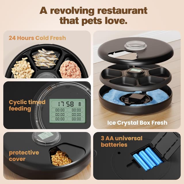 Thumbnail 6 de Futterautomat Katze Nassfutterautomat mit Akku 6 Mahlzeiten