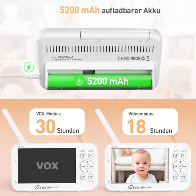 Thumbnail 5 de FNITAER Babyphone mit Kamera 5"