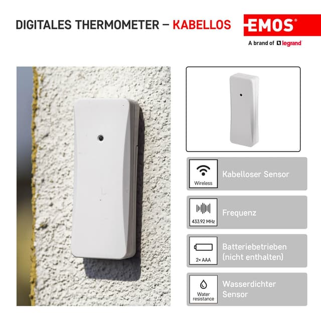 Thumbnail 2 de EMOS Termómetro digital inalámbrico 80 m