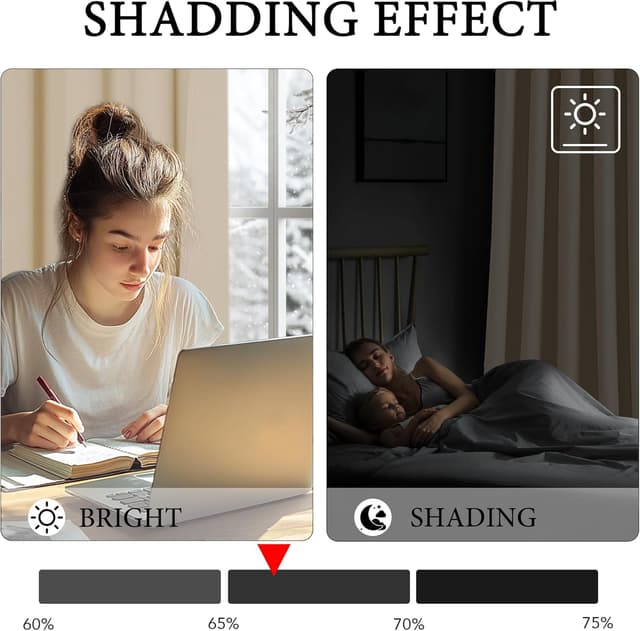 Detalle 2 de KGORGE Übergardinen mit Kräuselband – blickdichtes Verdunkelungs-Set für große Fenster, Biscotti Beige (240 x 300 cm, 1er-Set)