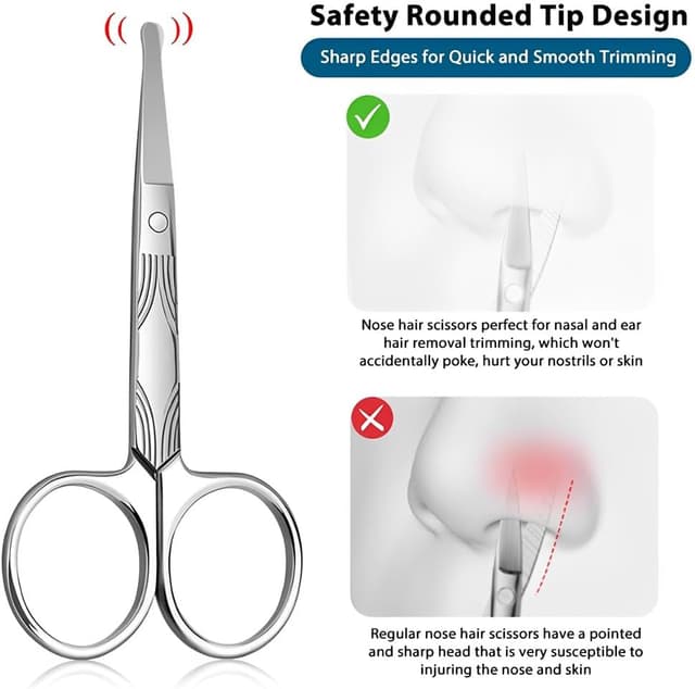 Detalle 2 de MIETONG stainless steel nose hair scissors with curved safety blades