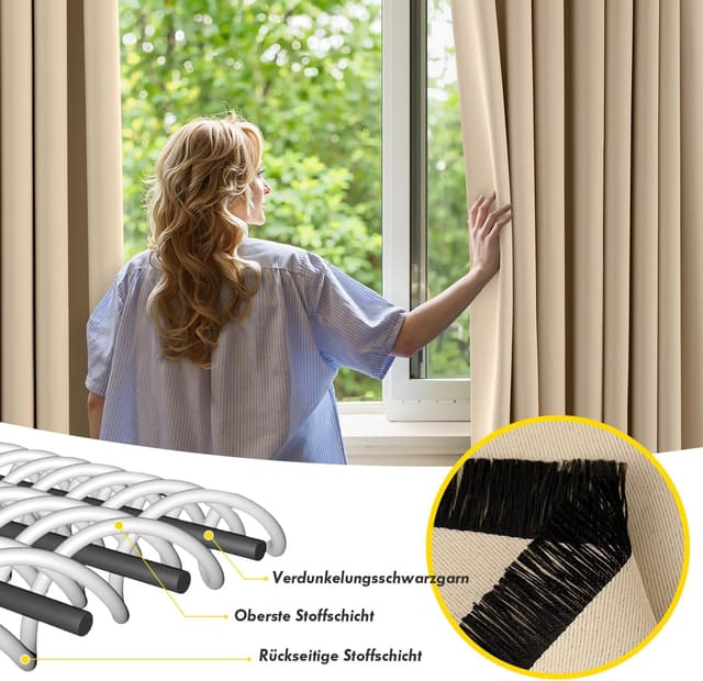 Detalle 2 de MIULEE Verdunklungsvorhänge 225 cm 🪟