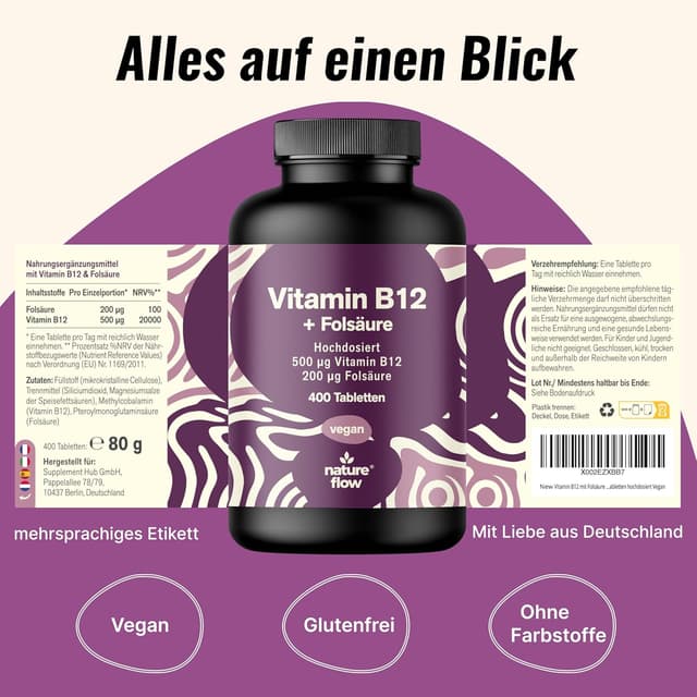 Thumbnail 4 de Vitamin B12 hochdosiert 500µg Tabletten 400 Stk