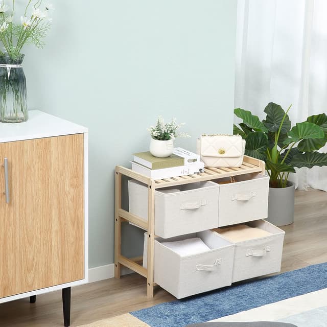 Thumbnail 6 de HOMCOM commode en tissu à 4 tiroirs pliants 59 x 28 x 50 cm style élégant