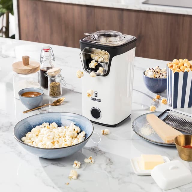 Detalle 2 de Princess Heißluft Popcornmaschine 1100 Watt (292986) – Popcorn ohne Öl und Fett