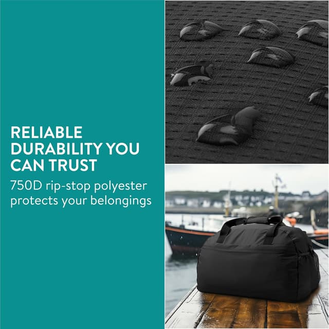 Detalle de Navaris Travel Bag Weekend Foldable Holdall (55L) – Cabin & Underseat Travel Duffle in Black