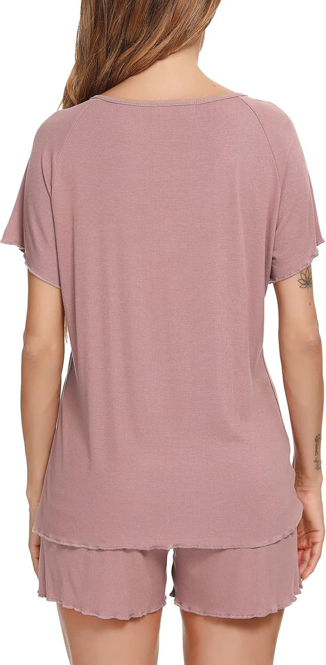 Detalle 2 de Vlazom Pyjama-Set U-Ausschnitt mit Knöpfen