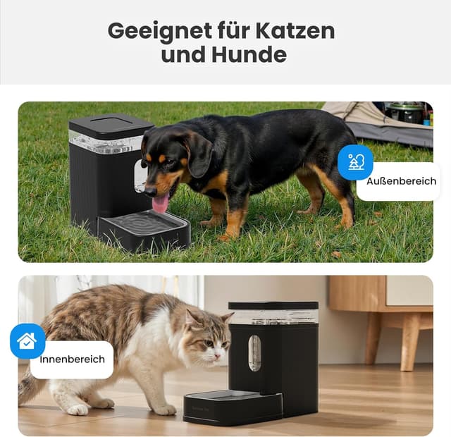 Detalle de Gardner Pet automatischer Wasserspender mit 6,5 l Schwerkraft-Futterbrunnen – ohne Strom, Edelstahl-Schüssel