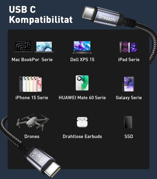 Thumbnail 6 de Dreaazhi USB C Kabel 1 m 🔌