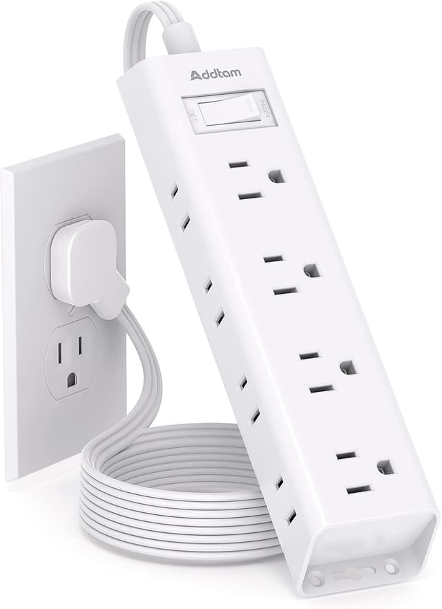 Detalle de Addtam Flat Plug Power Strip 12-Outlets 5Ft 🔌