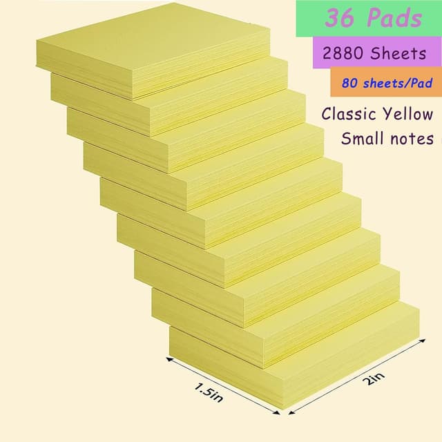 Detalle de 36er Pack gelbe Haftnotizen Classics (50 x 38 mm), selbstklebend, 80 Blatt je Pad