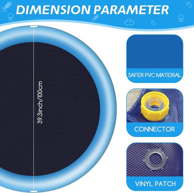 Detalle 2 de Jsdoin 100cm Inflatable Dogs Splash Pad – Foldable outdoor dog sprinkler play mat (Blue)