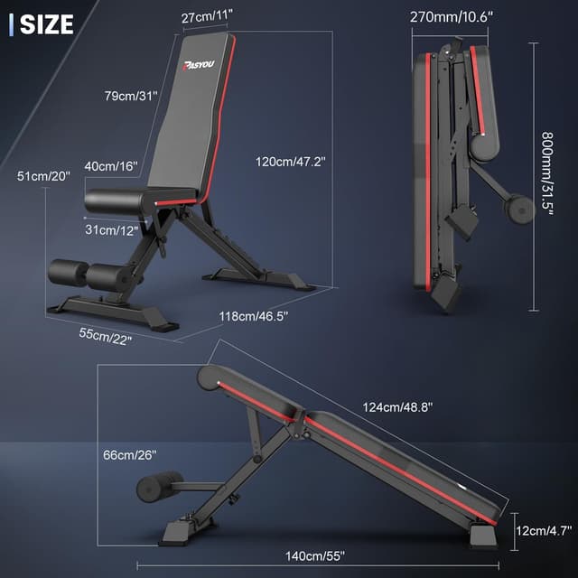 Thumbnail 6 de PASYOU PA400 Adjustable Weight Bench Press Foldable Workout Bench (Flat, Incline/Decline)