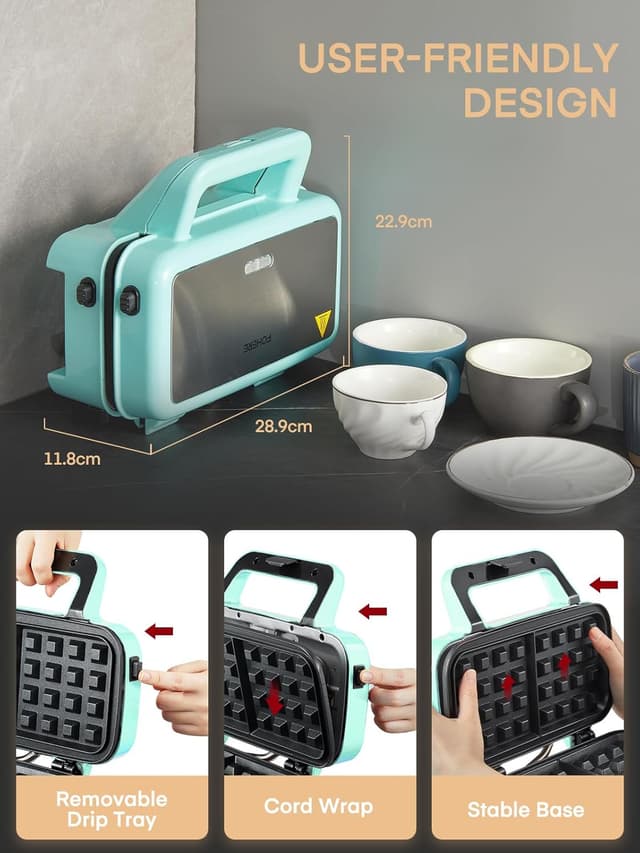 Thumbnail 4 de Sandwichera 3 en 1 Azul 1200W con Control y Placas Antiadherentes 🥪