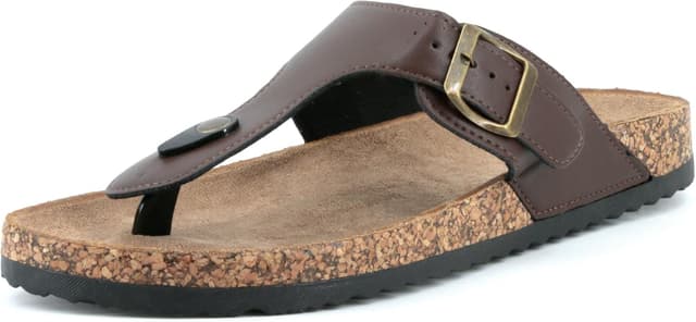 Detalle de JOMIX infradito uomo con fibbia regolabile, suola in sughero e design a punta MCI250209