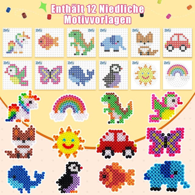 Detalle de Zefy 10mm Bügelperlen 1100 Stück 🧩