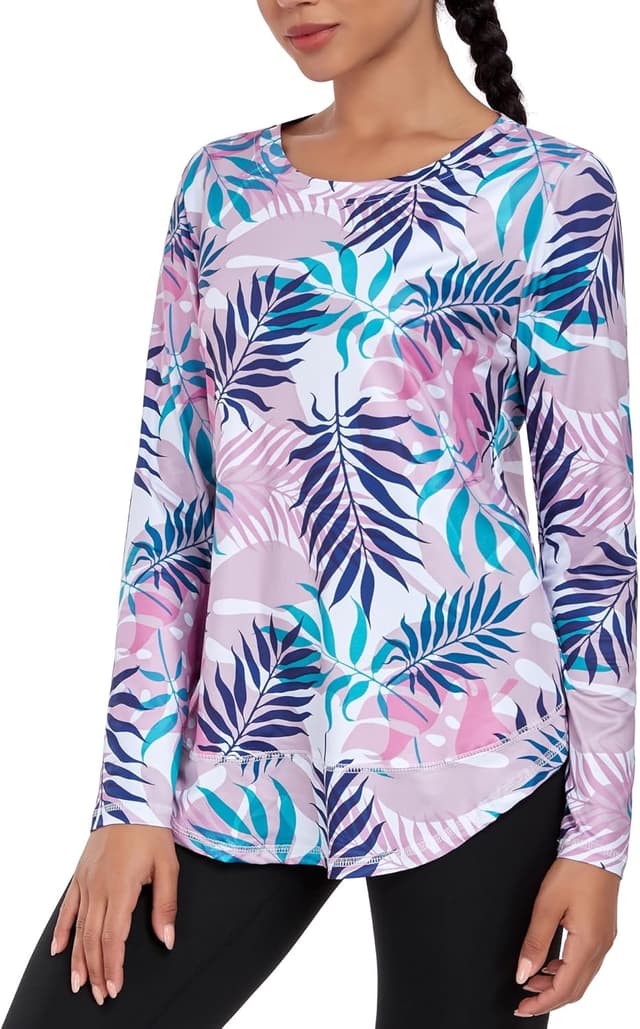 Detalle de Deaviya Damen Langarm-Sportshirt „Locker“ für Laufen & Training – Funktions-Longsleeve mit Rundhalsausschnitt