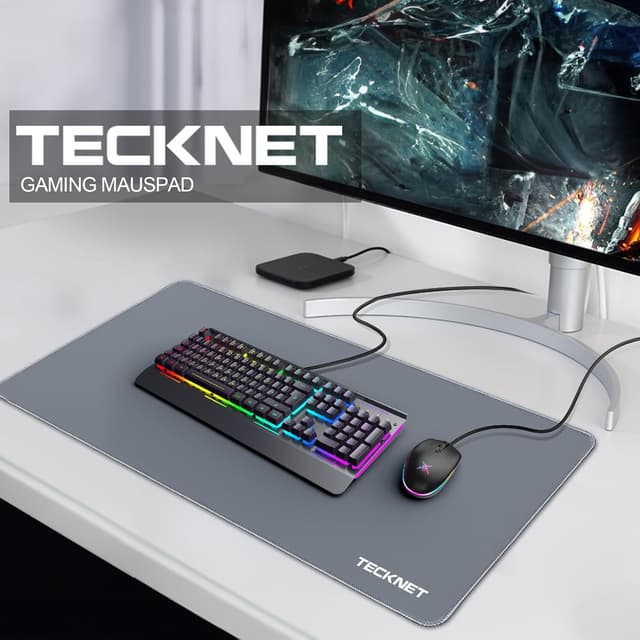 Detalle de TECKNET Mauspad XXL Speed Gaming (900 x 400 mm) – wasserfest, rutschfeste Gummibasis