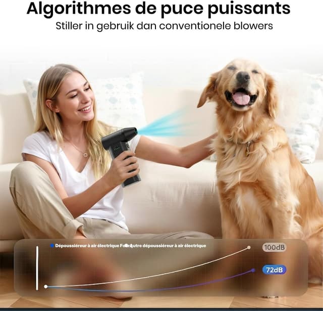 Detalle de fourq Souffleur d’air comprimé électrique 110000RPM (noir) — nettoyeur clavier sans fil rechargeable USB