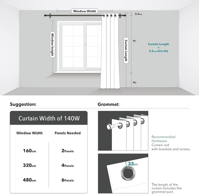 Thumbnail 5 de Deconovo Rideaux Voilages Gris Foncé 140×270 CM