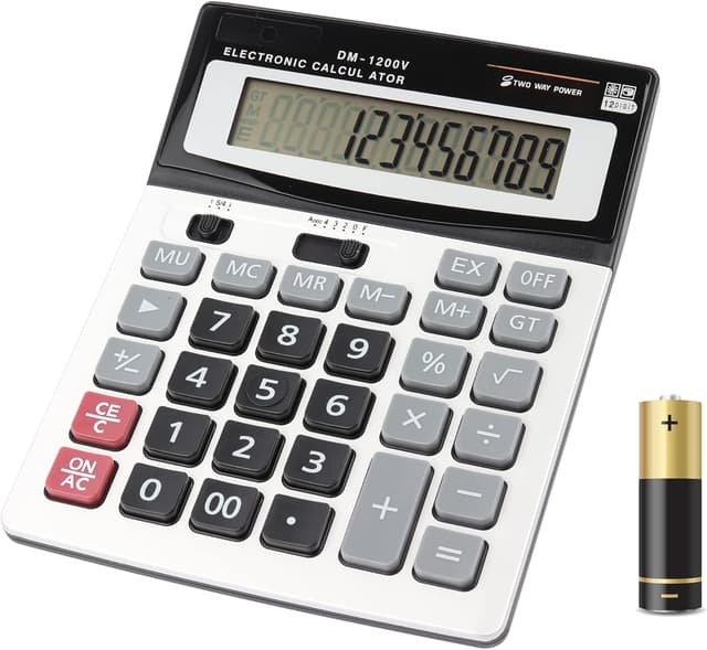 Detalle de HIHUHEN Large Calculator (Solar & Battery) with 12-digit Display