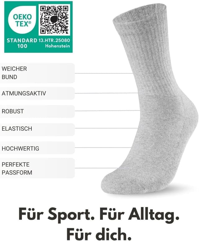Thumbnail 2 de 10 Paar Sportsocken Tennissocken Baumwolle