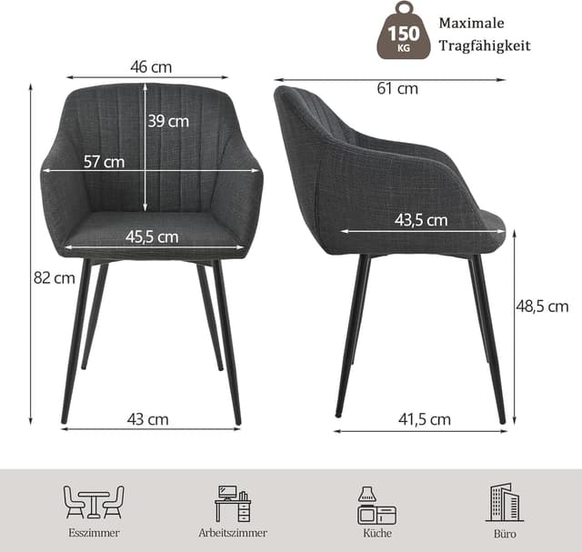 Detalle de Goeurvant sedie pranzo con braccioli, set 6