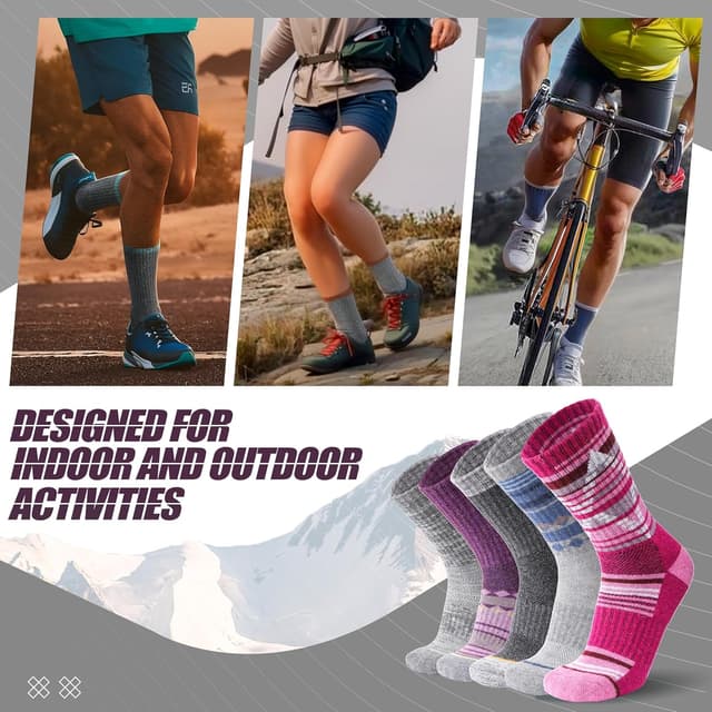 Thumbnail 5 de ANTSANG Merino Wool Hiking Socks 5 Pairs