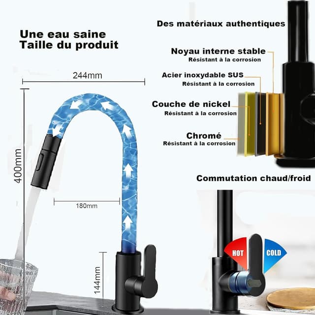 Thumbnail 5 de XWIHTR Robinet de cuisine rétractable 60 cm