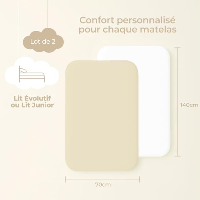 Detalle 2 de Dreamzie Lot de 2 Drap Housse 70x140 cm pour bébé