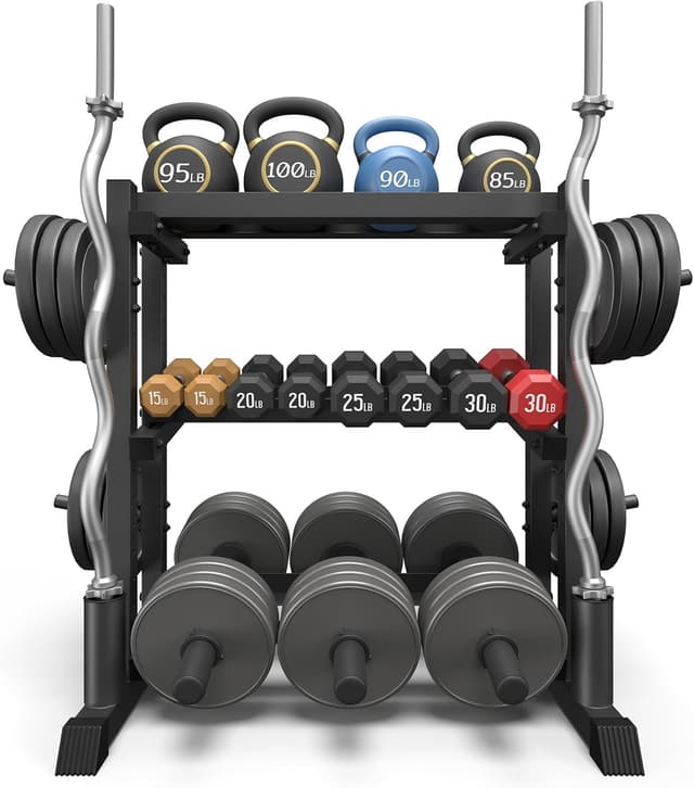 Detalle de 3-Tier Dumbbell Rack (1100LB Capacity) Adjustable Weight Rack for Home Gym