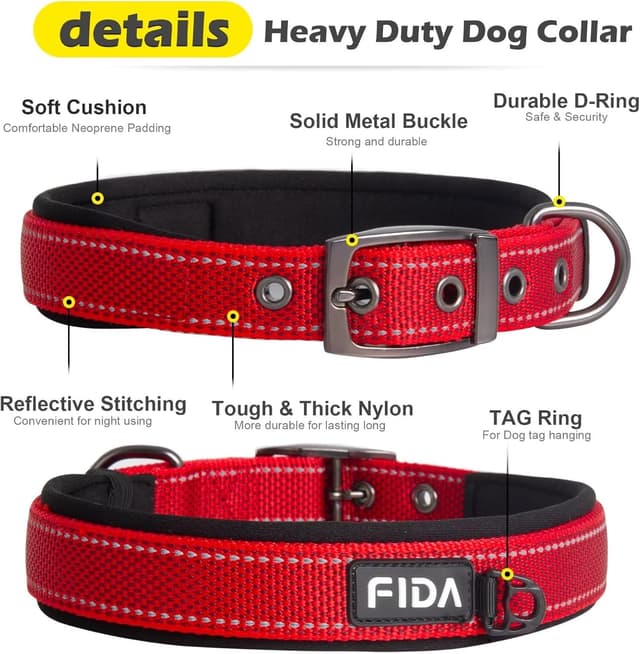 Thumbnail 1 de Fida Padded Dog Collar with Metal Buckle
