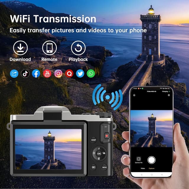 Detalle de VAHOIALD 4K WiFi Vlogging Camera 64MP