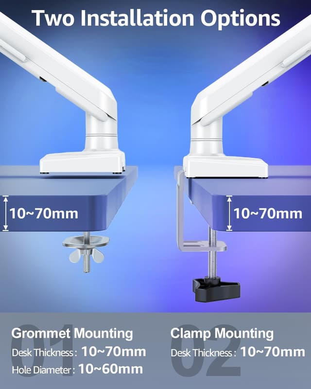 Thumbnail 6 de ELIVED EV6012W Supporto per monitor doppio (2 monitor) 13–32" con VESA 75/100 mm, bianco