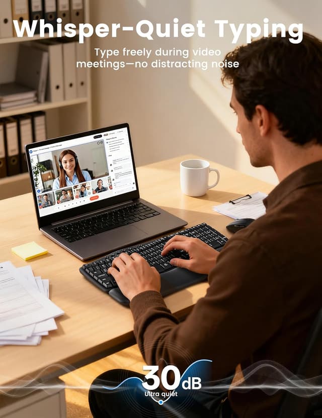 Thumbnail 4 de Sablute Ergonomic Wireless Keyboard and Mouse Combo 30dB ⌨