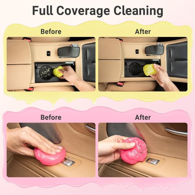 Detalle de ColorCoral Car Cleaning Gel 2 Pack (Reusable Lemon & Rose Scent) for Dust Remover Putty