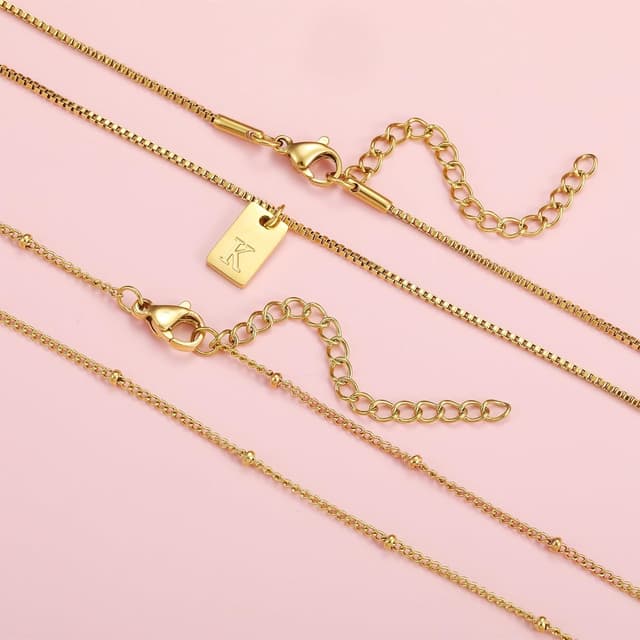 Detalle de AFSTALR Buchstaben-Kette für Damen mit Layered Initialen (A–Z) aus Edelstahl, Silber/Gold