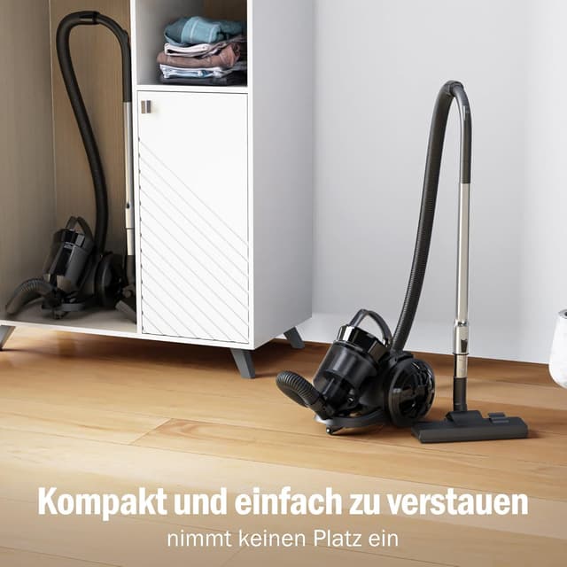 Detalle 2 de OYLCDI beutelloser Bodenstaubsauger 1600 W (70 dB) mit HEPA-Filter und 5 m Kabel, 2,2 l Staubbehälter