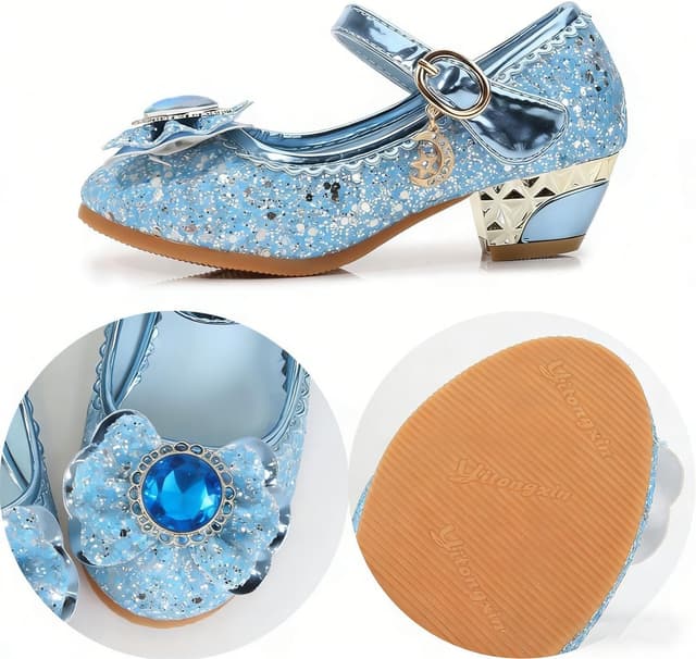 Thumbnail 6 de FStory&Winyee Mädchen-Prinzessin-Sandalen mit Absatz für Party & Kostüm (z. B. Elsa-Look), Blau