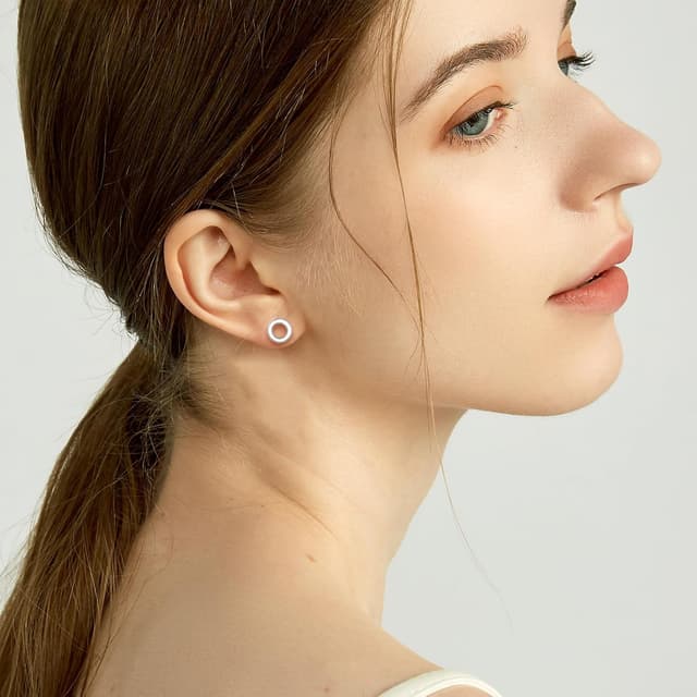 Detalle 2 de Hasnsofie Ohrstecker aus 925 Sterling Silber für Damen & Mädchen – Stern/Rund/Stab, hypoallergen, Geschenkbox