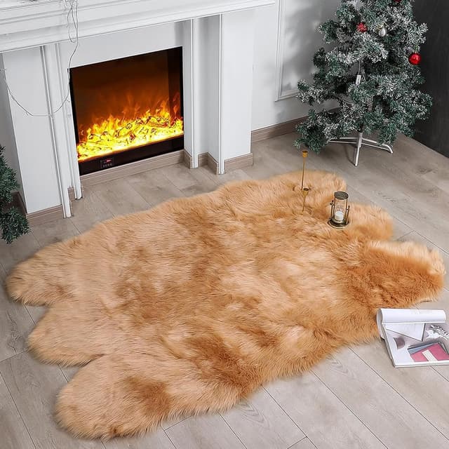 Detalle de JXLOULAN Faux Lammfell Teppich 160x230 cm