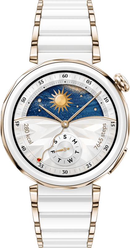 Detalle de Huawei Watch GT5 Pro Weiß (42 mm) – klassische Smartwatch mit EKG, Schlaftracking und saphirgeschütztem Display