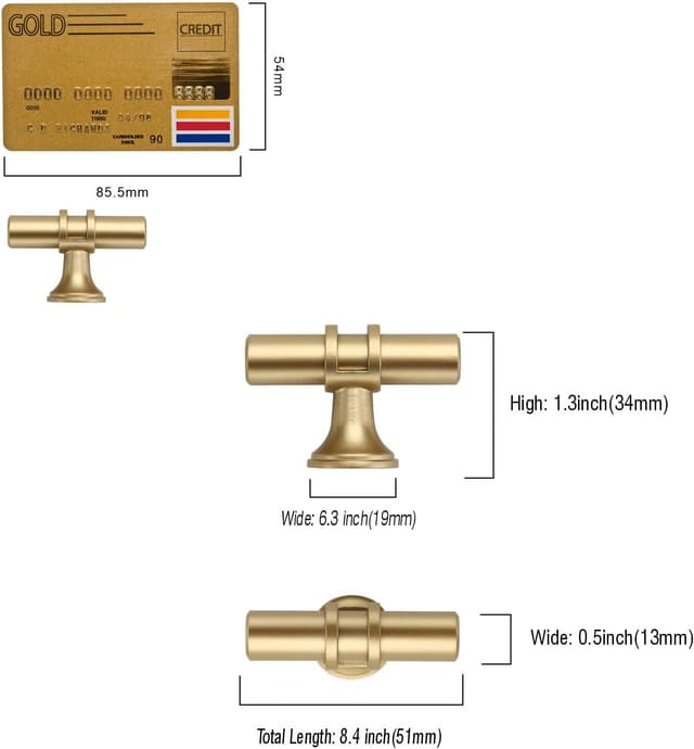 Detalle 2 de Amerdeco pomelli mobili oro 10 pezzi