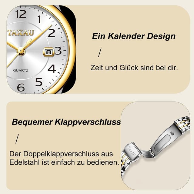 Detalle 2 de Taxau Uhren für Frauen Arabische Ziffern Kleines Zifferblatt Easy Read Damenuhren Einfacher Stil Datum Edelstahl wasserdichte Uhren für Frauen Reloj para Mujer
Taxau Uhren für Frauen Arabische Ziffern Kleines…